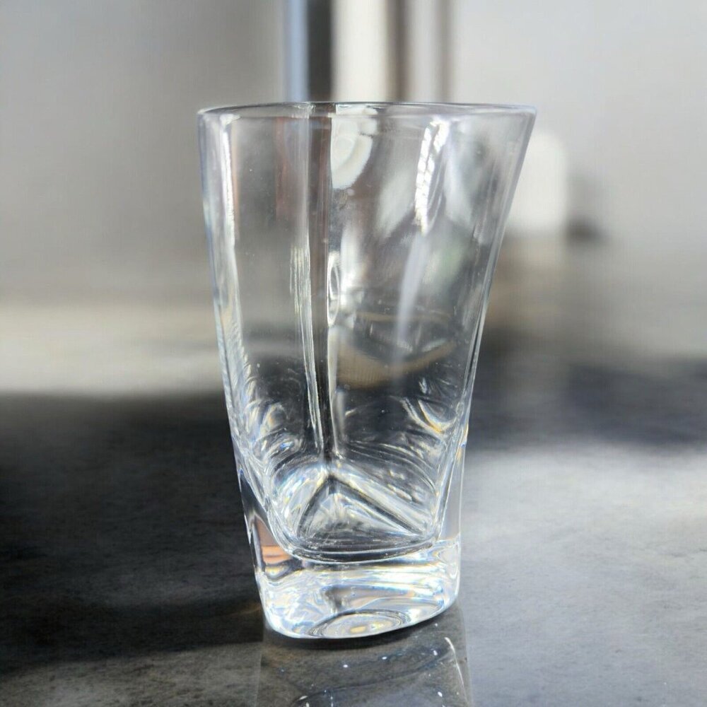 Rosenthal Clear Twisted Glass Tumbler Glass Triangular Drinking Glass Cup Marked